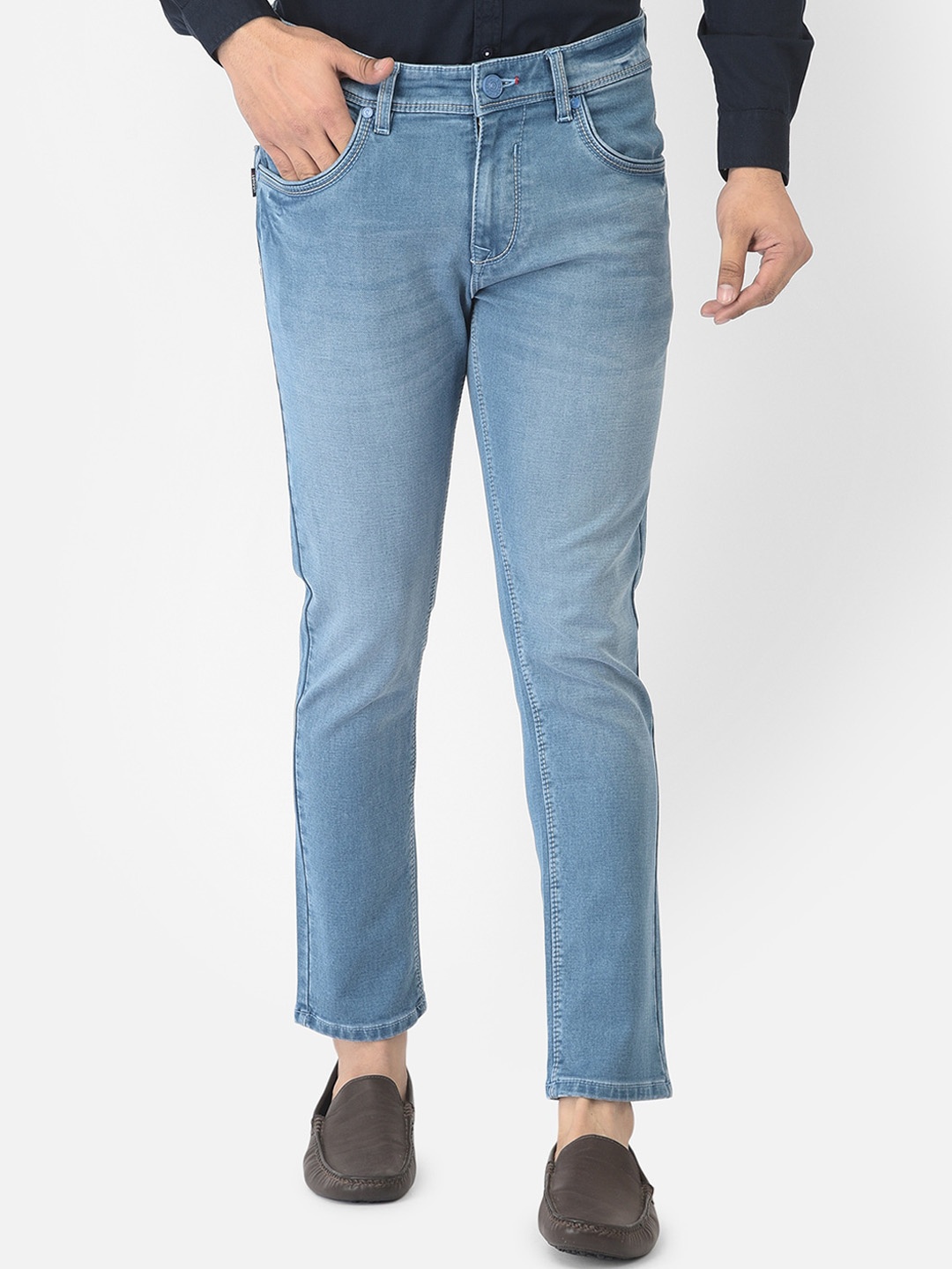 

Canary London Men Blue Smart Tapered Fit Low-Rise Light Fade Stretchable Jeans