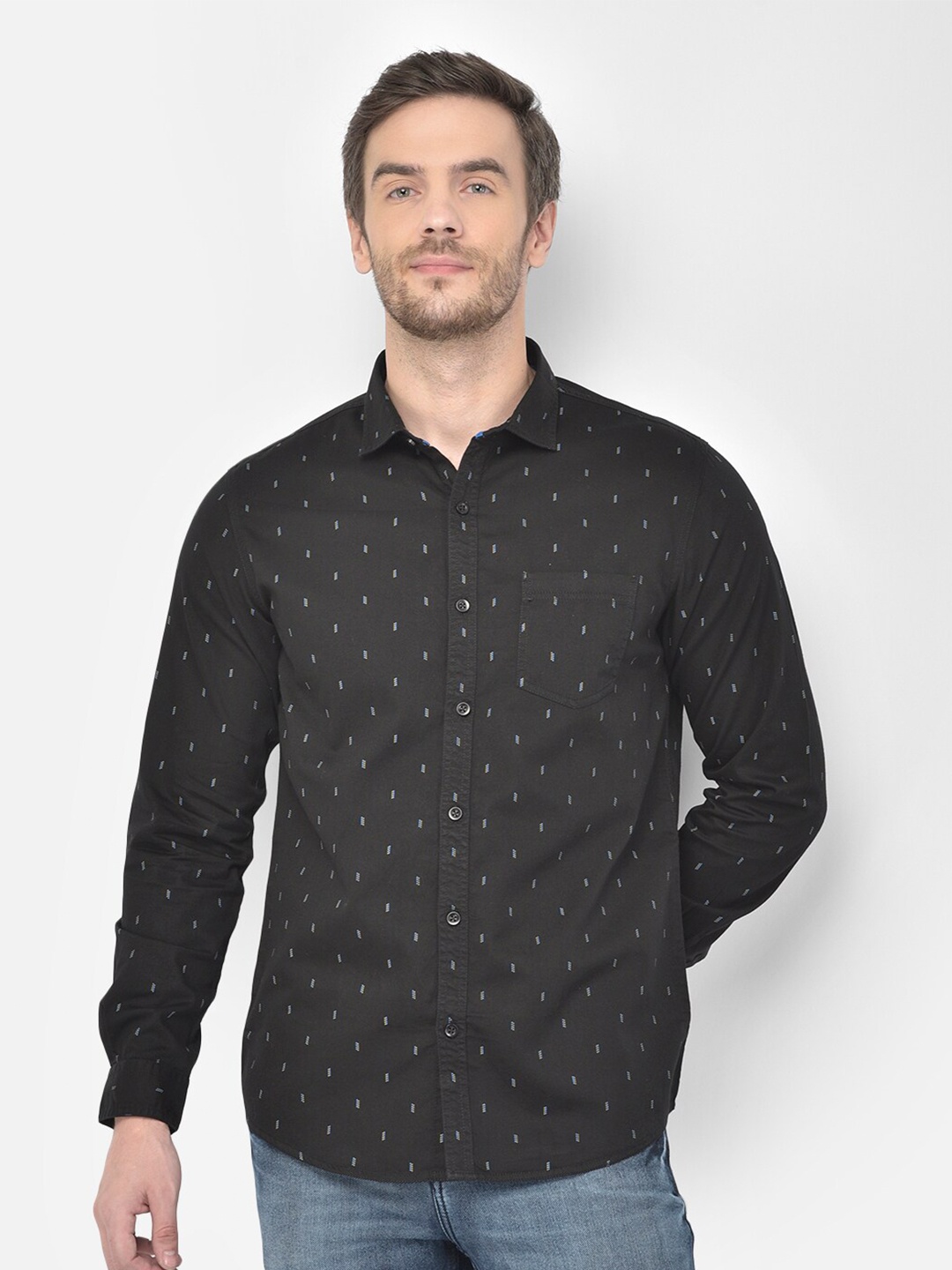 

Canary London Men Black Smart Slim Fit Printed Casual Shirt