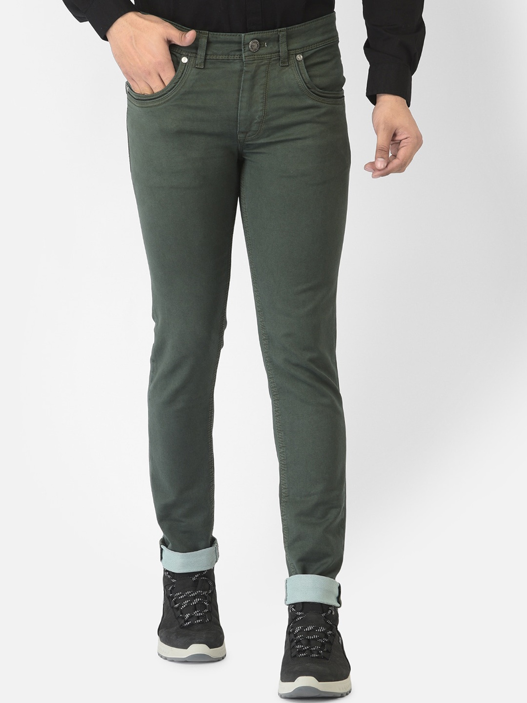 

Canary London Men Olive Green Smart Skinny Fit Low-Rise Stretchable Jeans