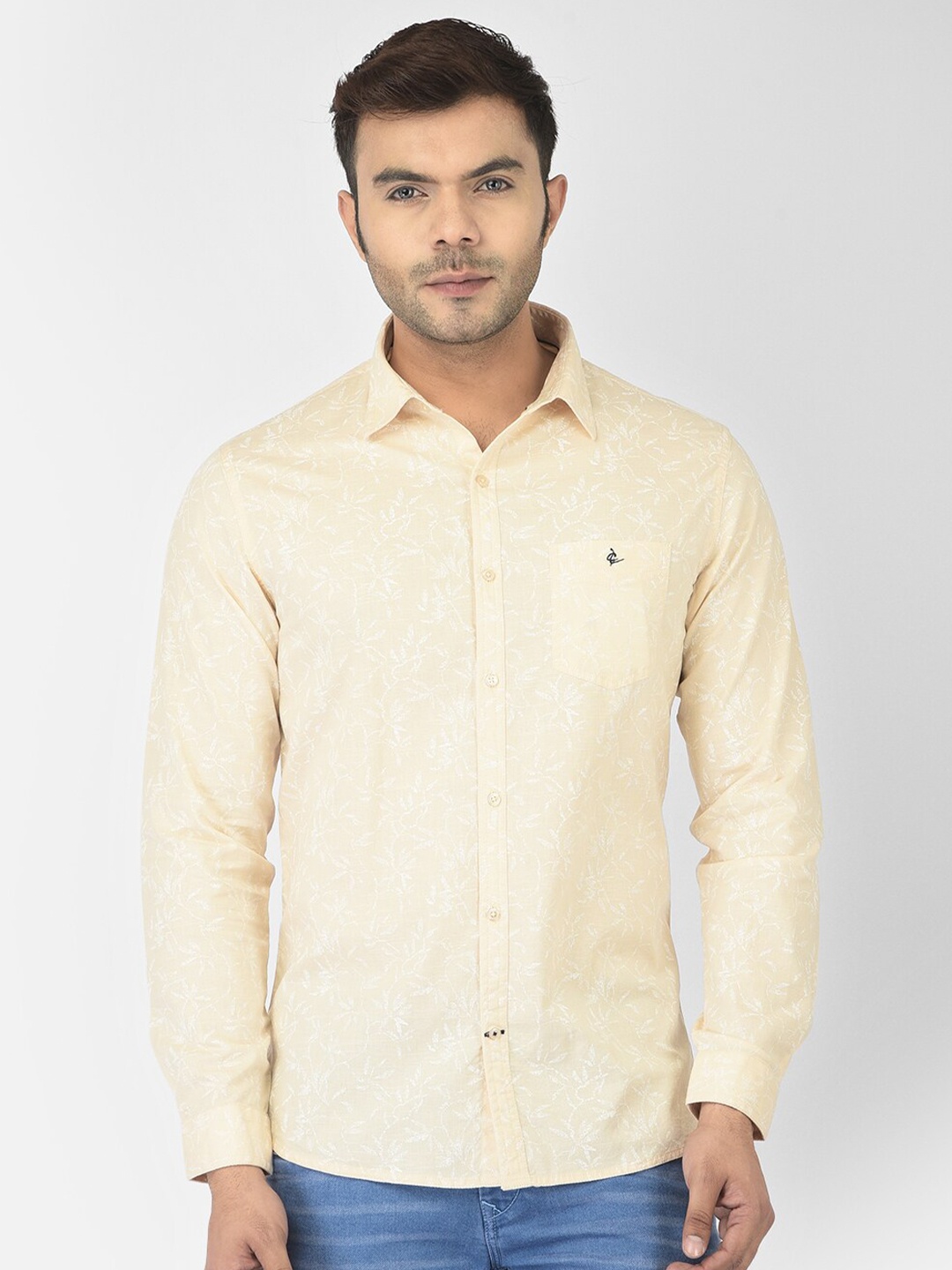 

Canary London Men Beige Smart Slim Fit Cotton Casual Shirt