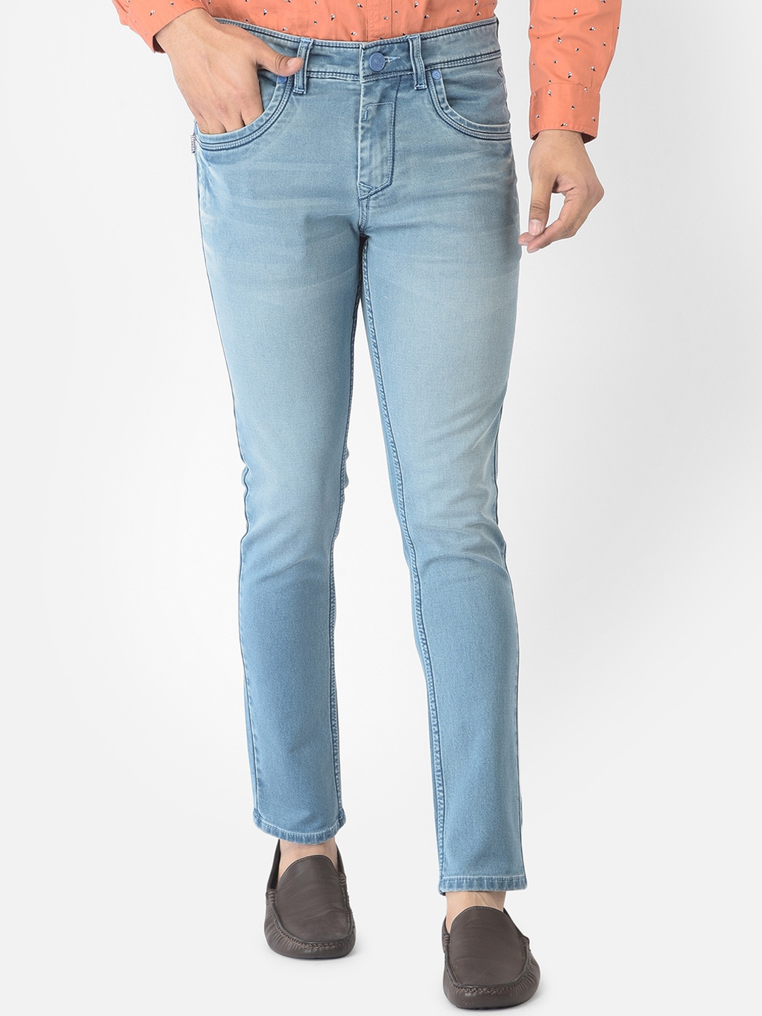 

Canary London Men Blue Smart Tapered Fit Low-Rise Light Fade Stretchable Jeans