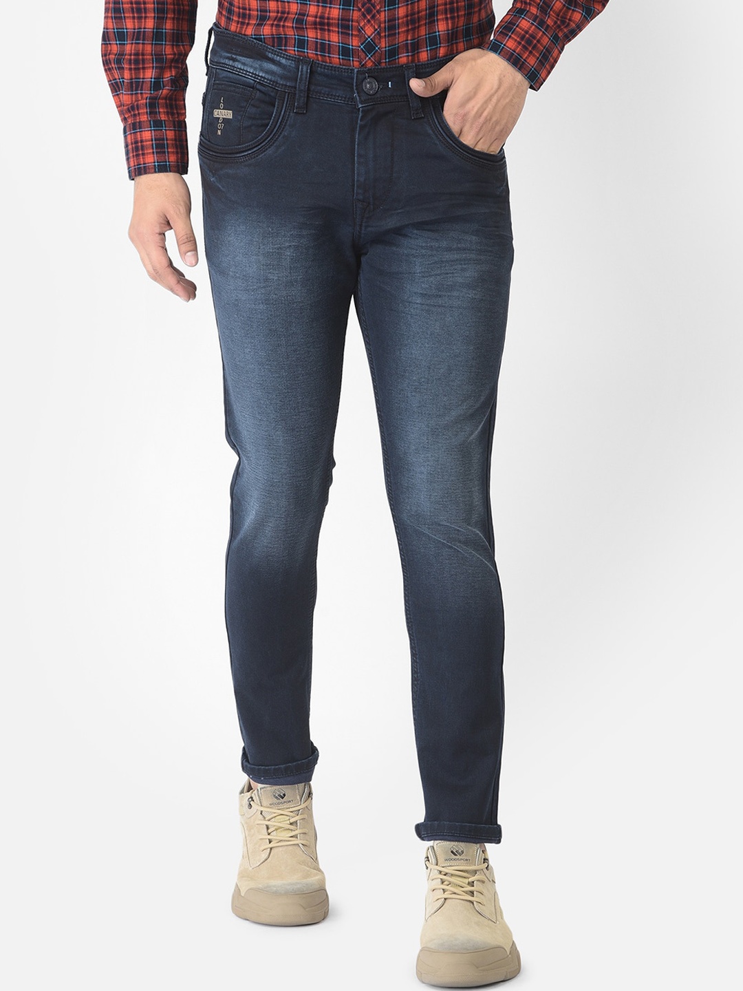 

Canary London Men Blue Smart Tapered Fit Low-Rise Light Fade Stretchable Jeans