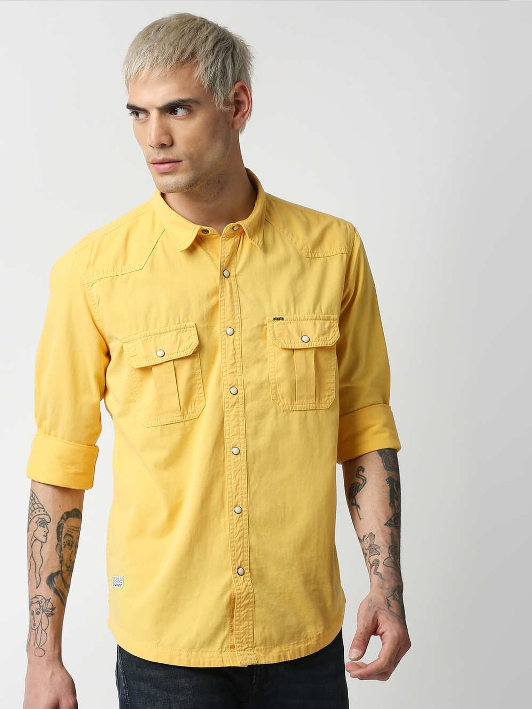 

Pepe Jeans Men Yellow Regular Fit Solid Cotton Casual Shirt