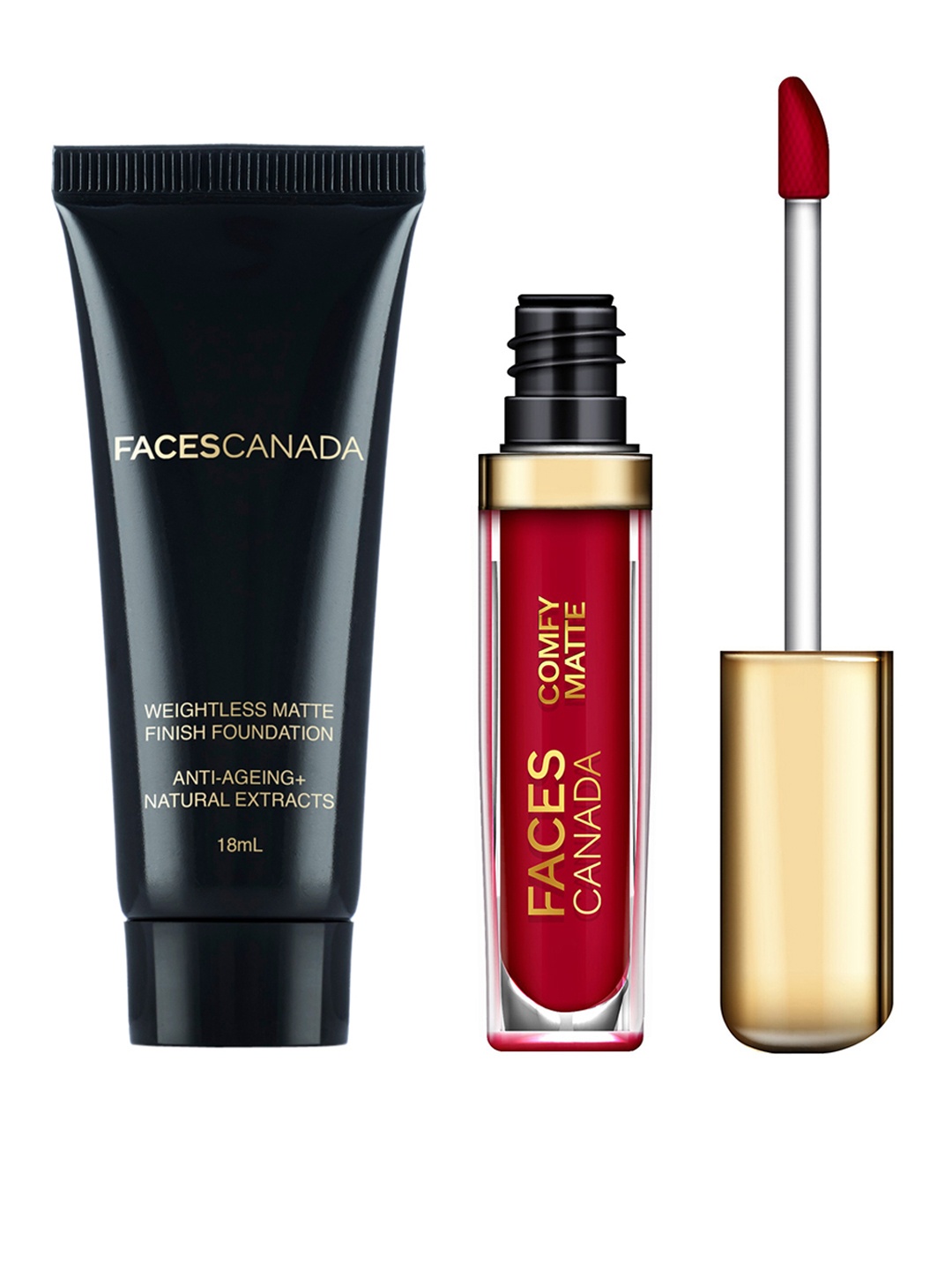 

FACES CANADA Set of Matte Foundation - Natural02 & Comfy Matte Lip Color - Getting Ready02, Red