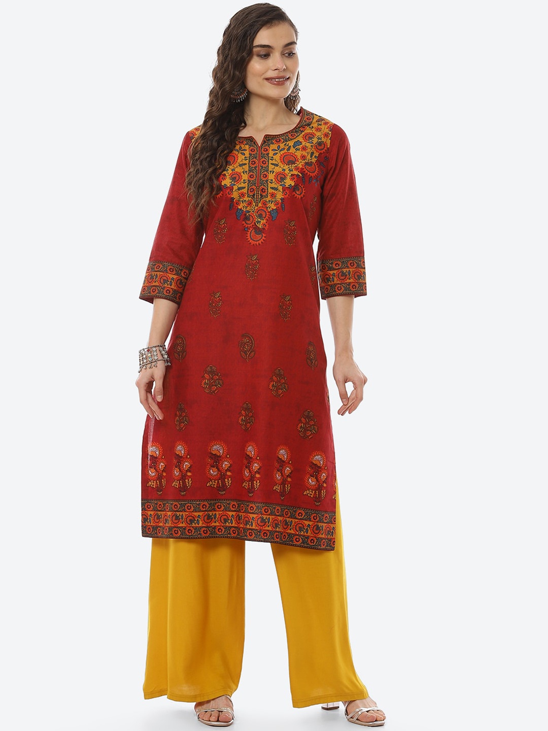 

Biba Women Red Ethnic Motifs Printed Kurta