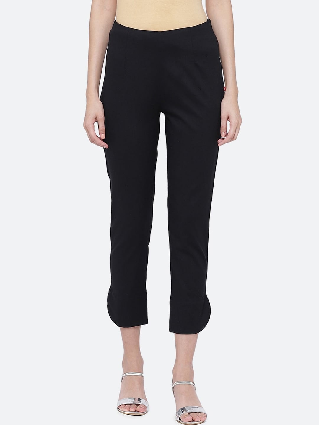 

Biba Women Black Solid Slim Fit Trousers