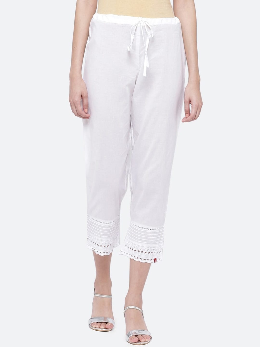 

Biba Women White Straight Fit Trousers