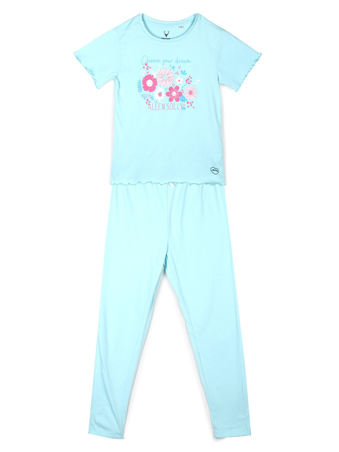 

Allen Solly Junior Girls Blue Printed T-shirt with Pyjamas