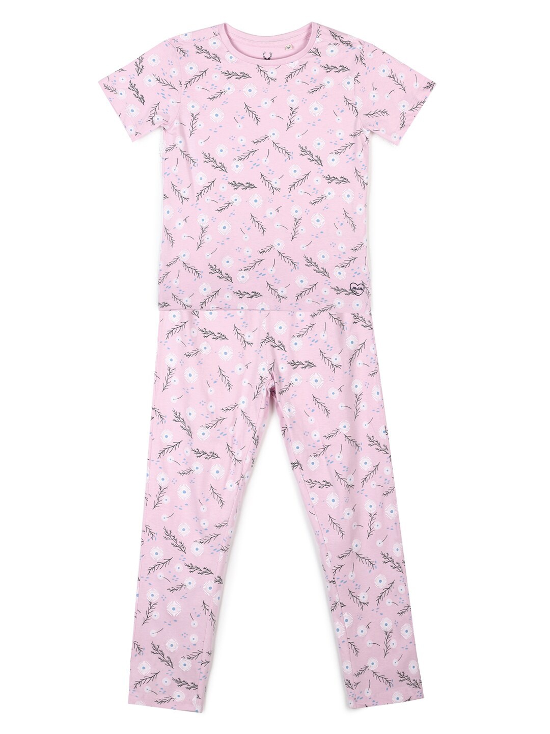 

Allen Solly Junior Girls Pink Pure Cotton Printed Night suit