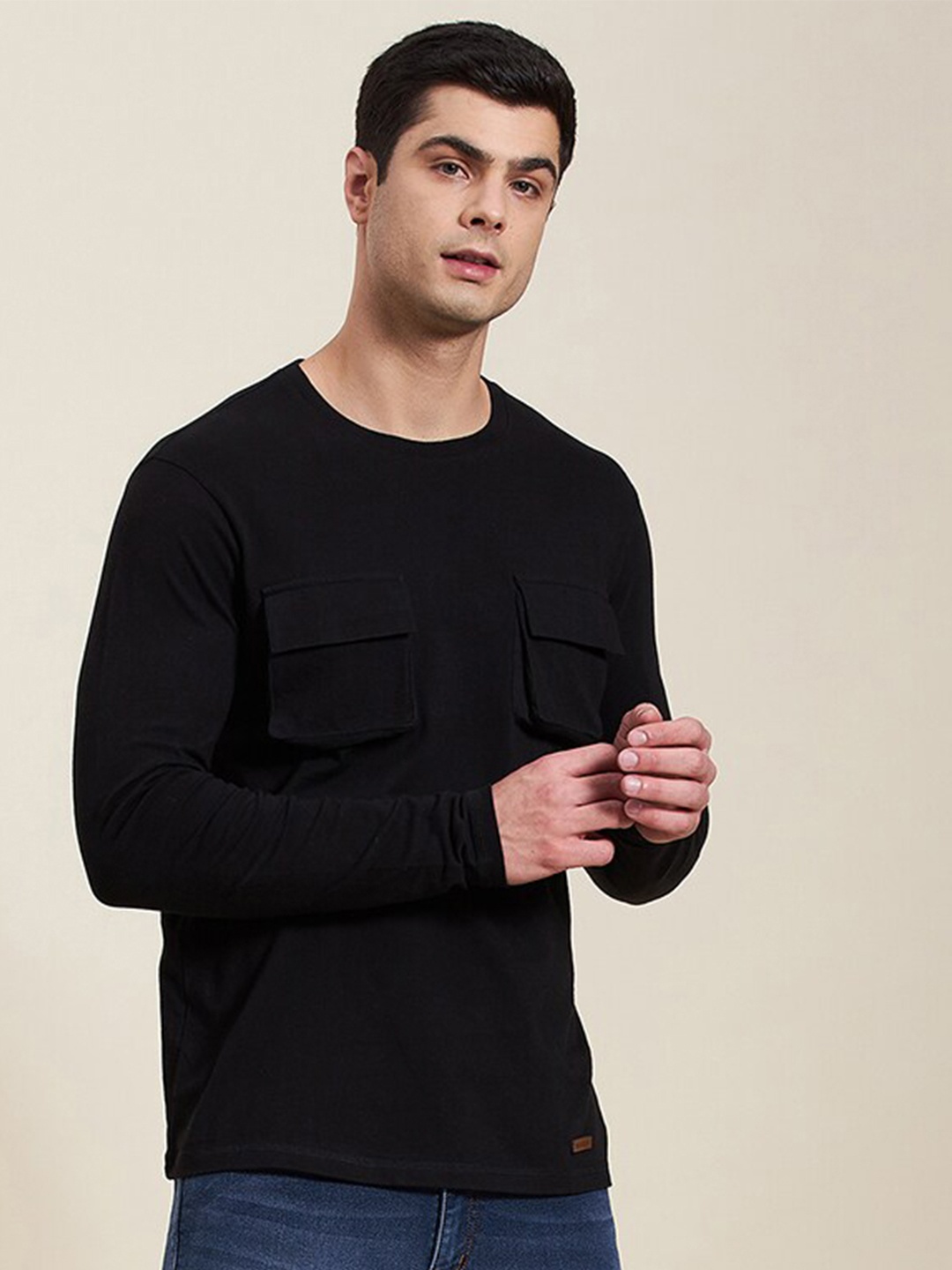 

MASCLN SASSAFRAS Men Black Pure Cotton T-shirt