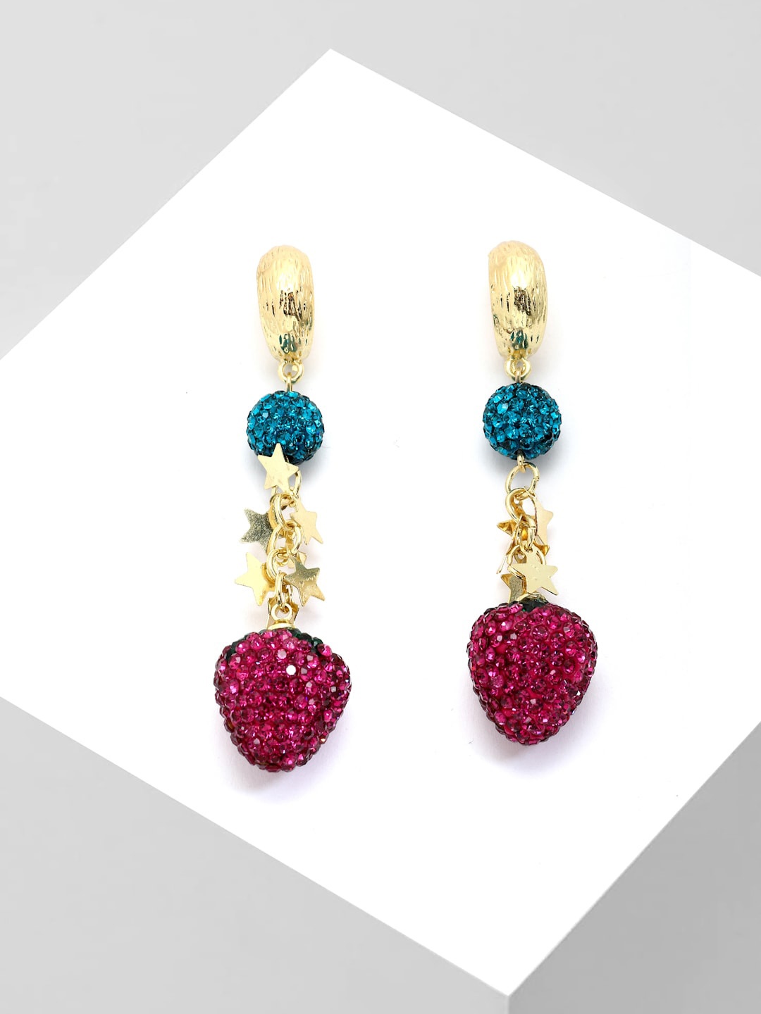 

AVANT-GARDE PARIS Red & Blue Gold-Plated Contemporary Drop Earrings
