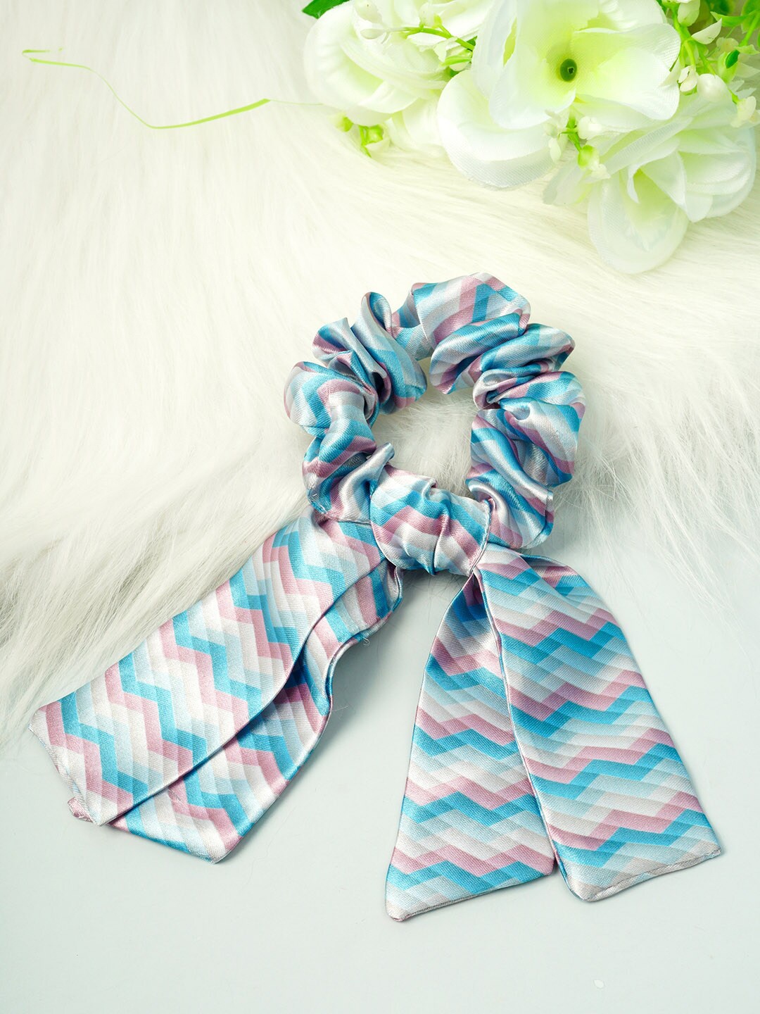 

Ferosh Women Blue Striped Tail Scrunchie