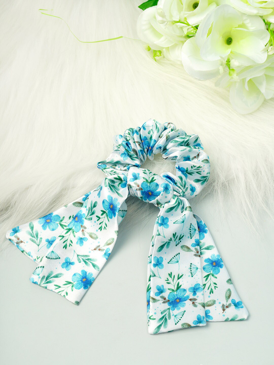 

Ferosh Women Blue Floral Printed Tail Scrunchie