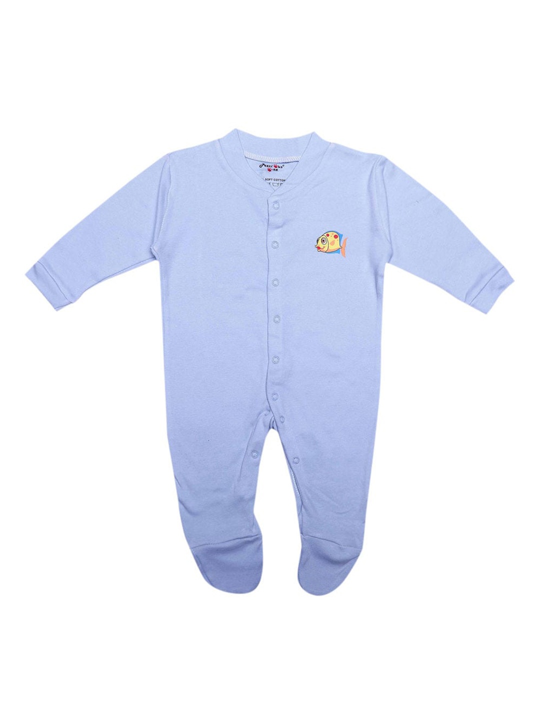 

The Magic Wand Infants Kids Blue Solid Pure Cotton Sleepsuit