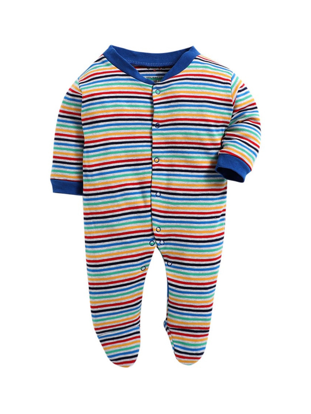 

The Magic Wand Infant Multicoloured Striped Cotton Sleepsuit, Multi