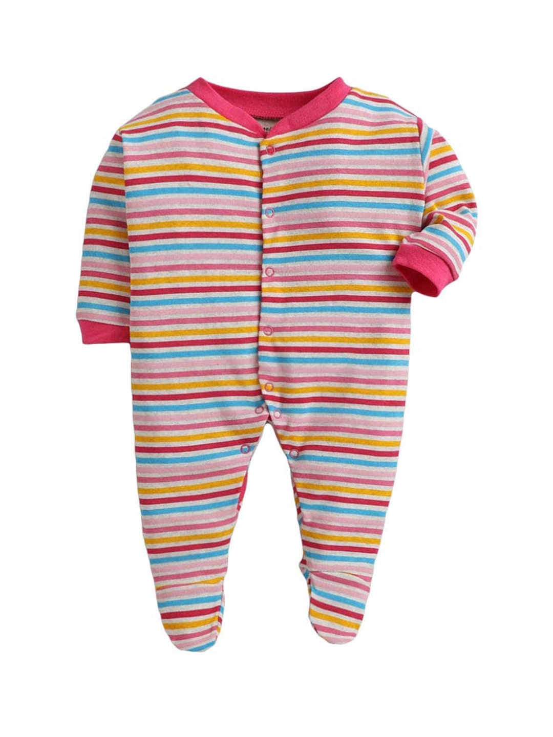 

The Magic Wand Infant Kids Grey & Red Striped Cotton Sleepsuit