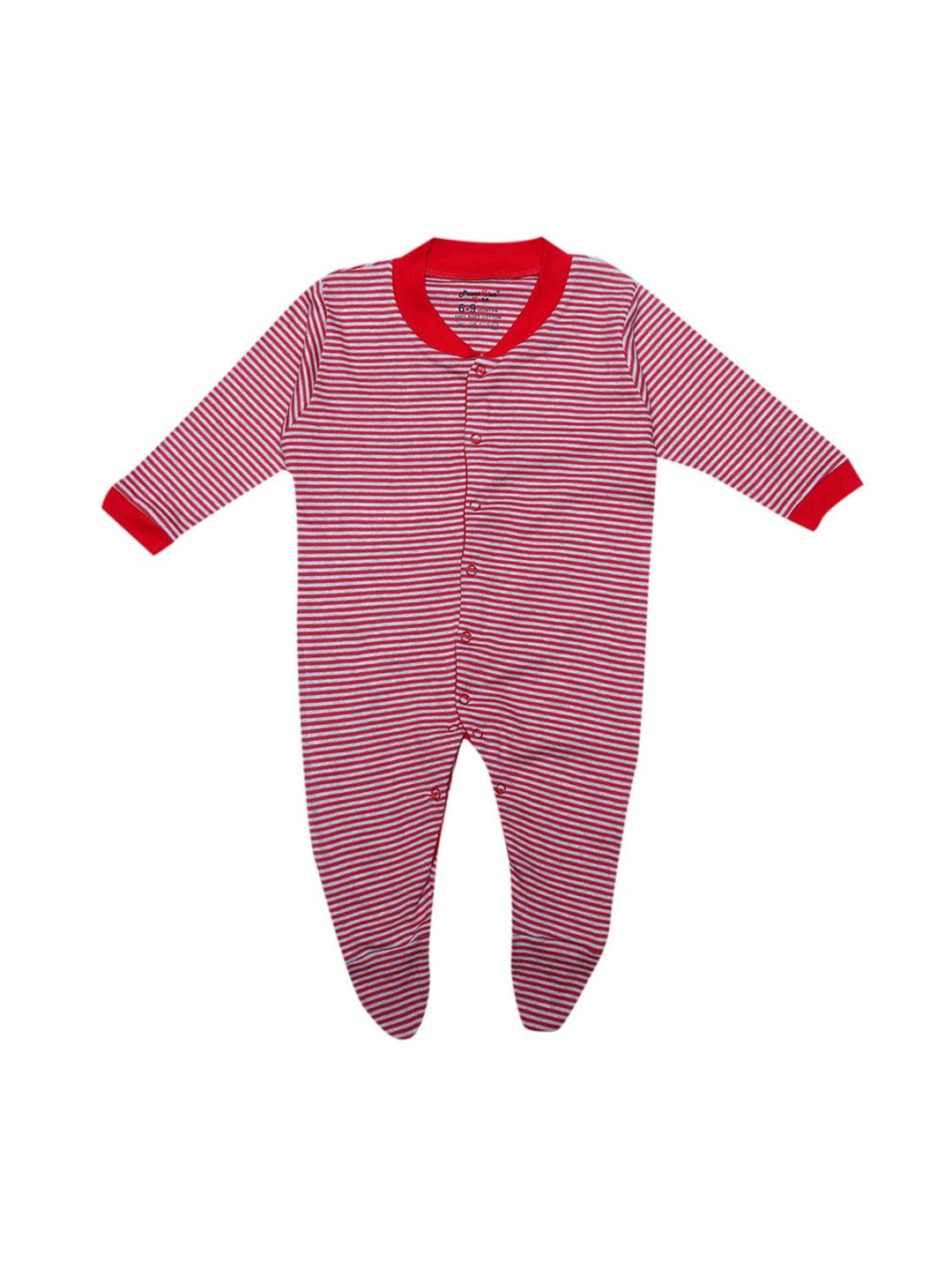 

The Magic Wand Infant Kids Grey & Red Striped Cotton Sleepsuit