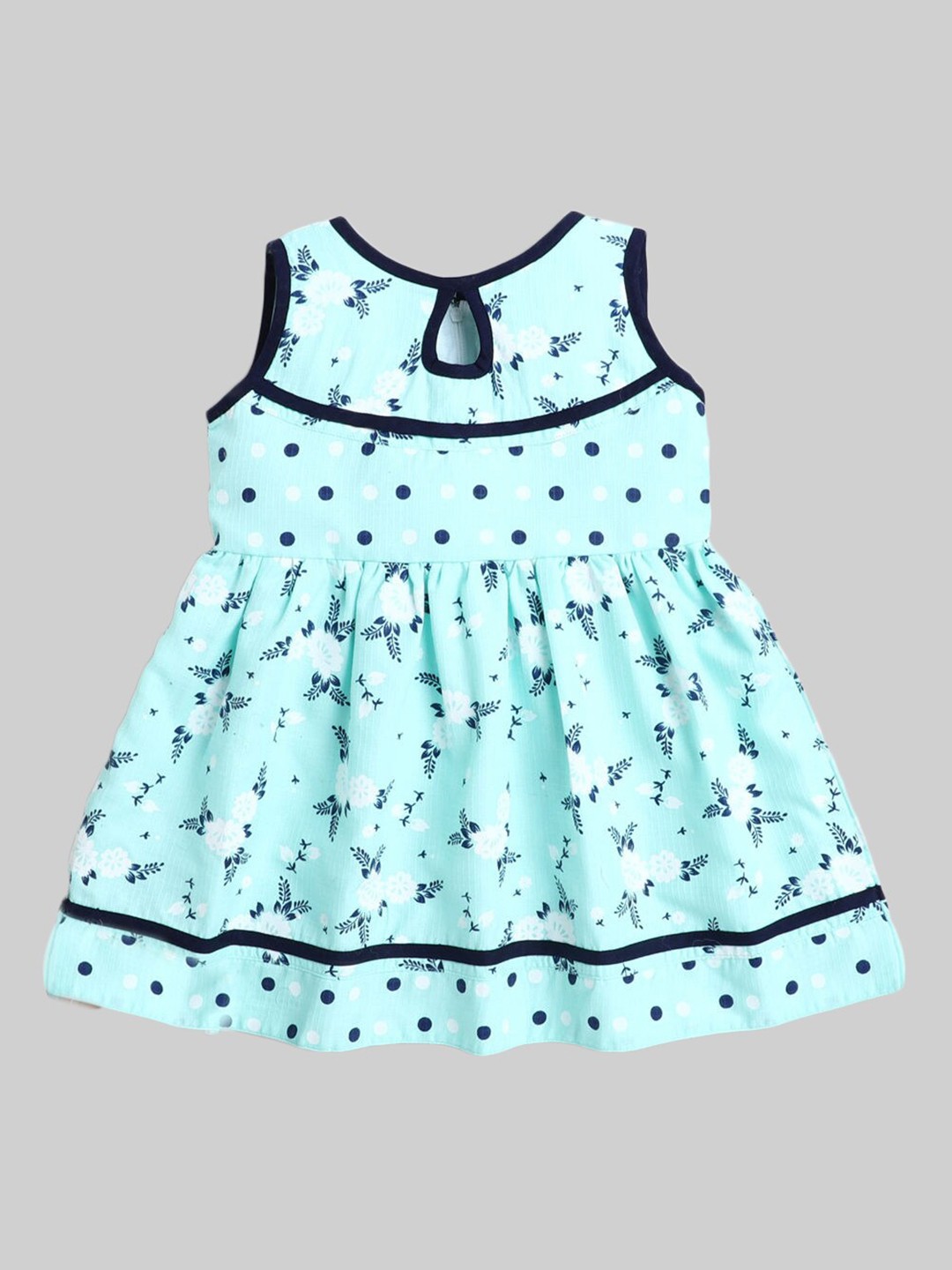 

The Magic Wand Girls Sea Green & Navy Blue Printed Dress