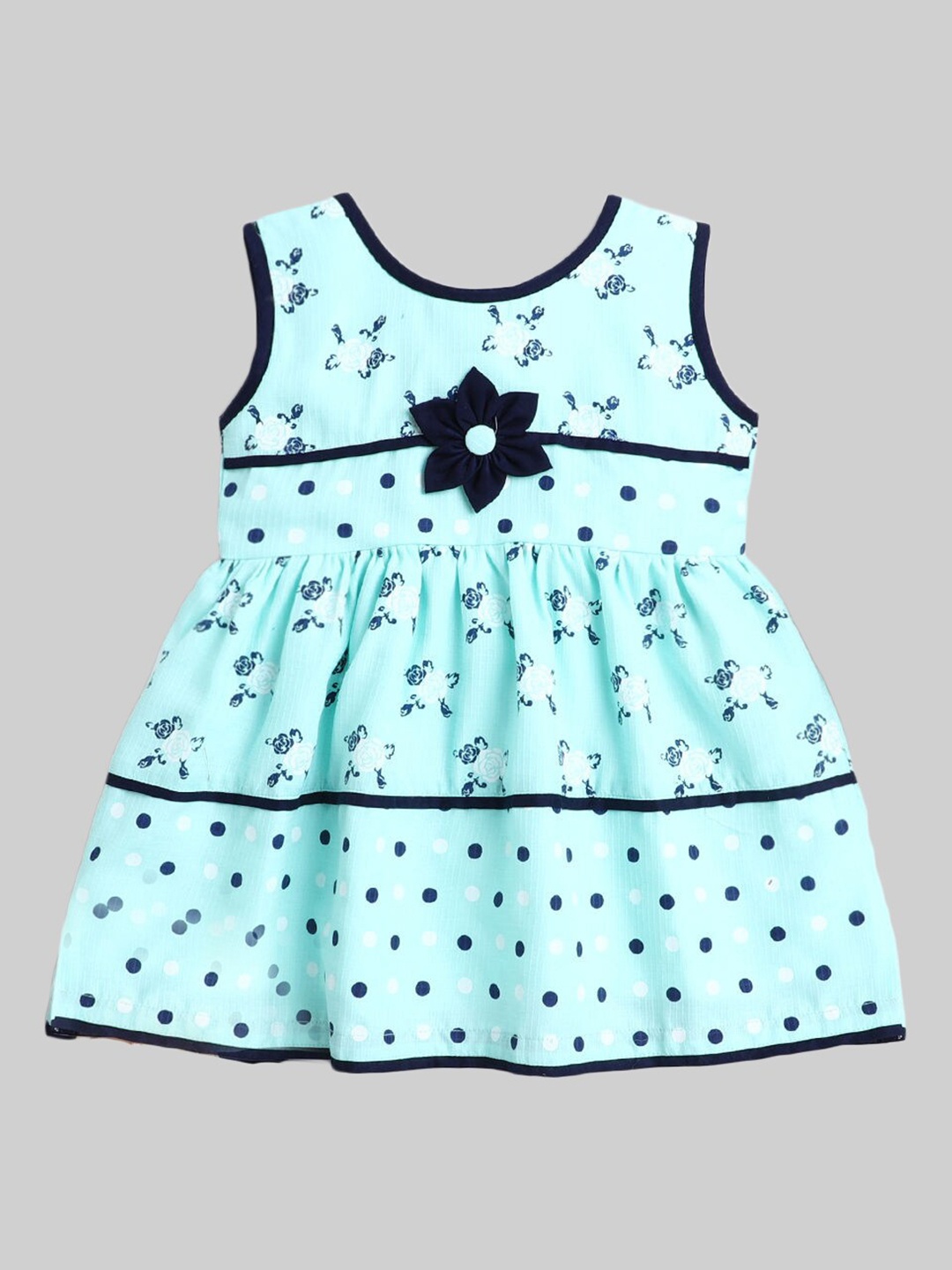 

The Magic Wand Girls Blue Floral Printed Cotton Dress