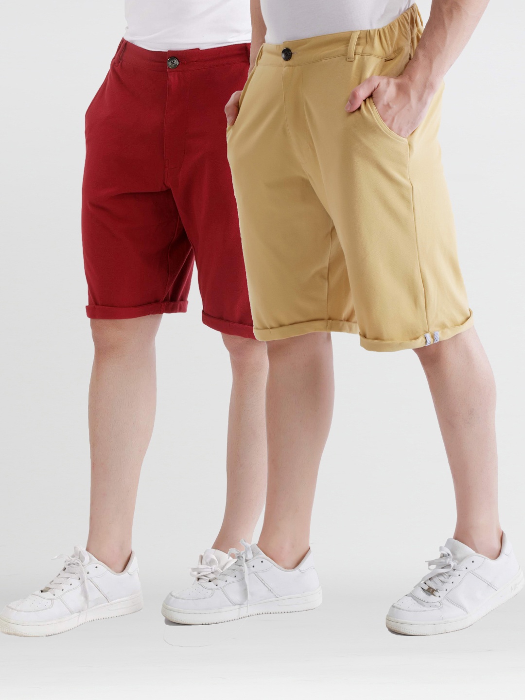 

Dream of Glory Inc Men Pack Of 2 Pure Cotton Solid Shorts, Maroon