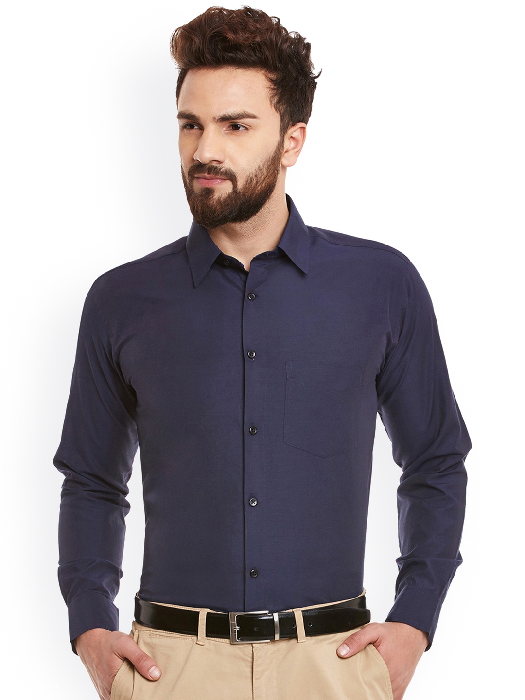 

Hancock Men Navy Slim Fit Formal Shirt, Navy blue