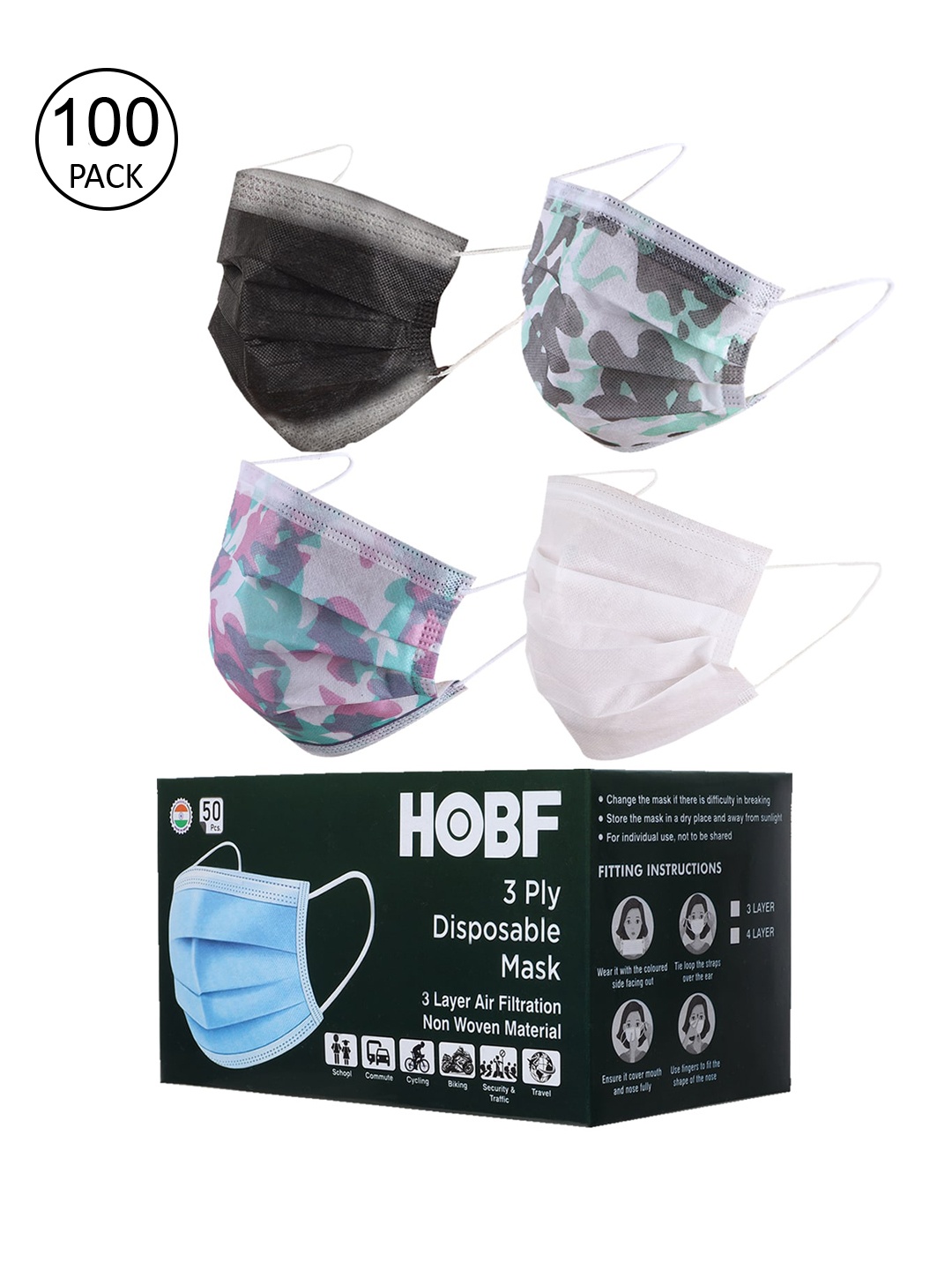 

Swiss Design Set Of 100 Assorted 3 Ply Surgical Masks