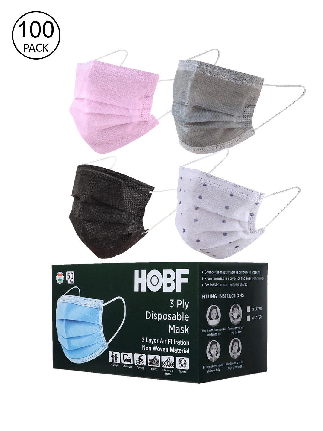 

Swiss Design Set Of 100 Assorted 3 Ply Surgical Masks
