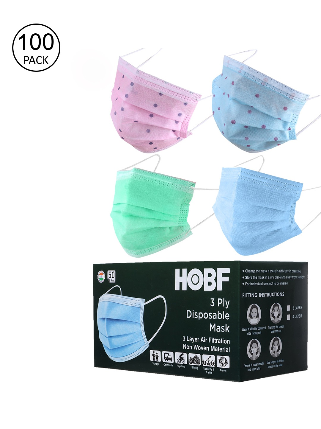 

Swiss Design Set Of 100 Assorted 3 Ply Surgical Masks