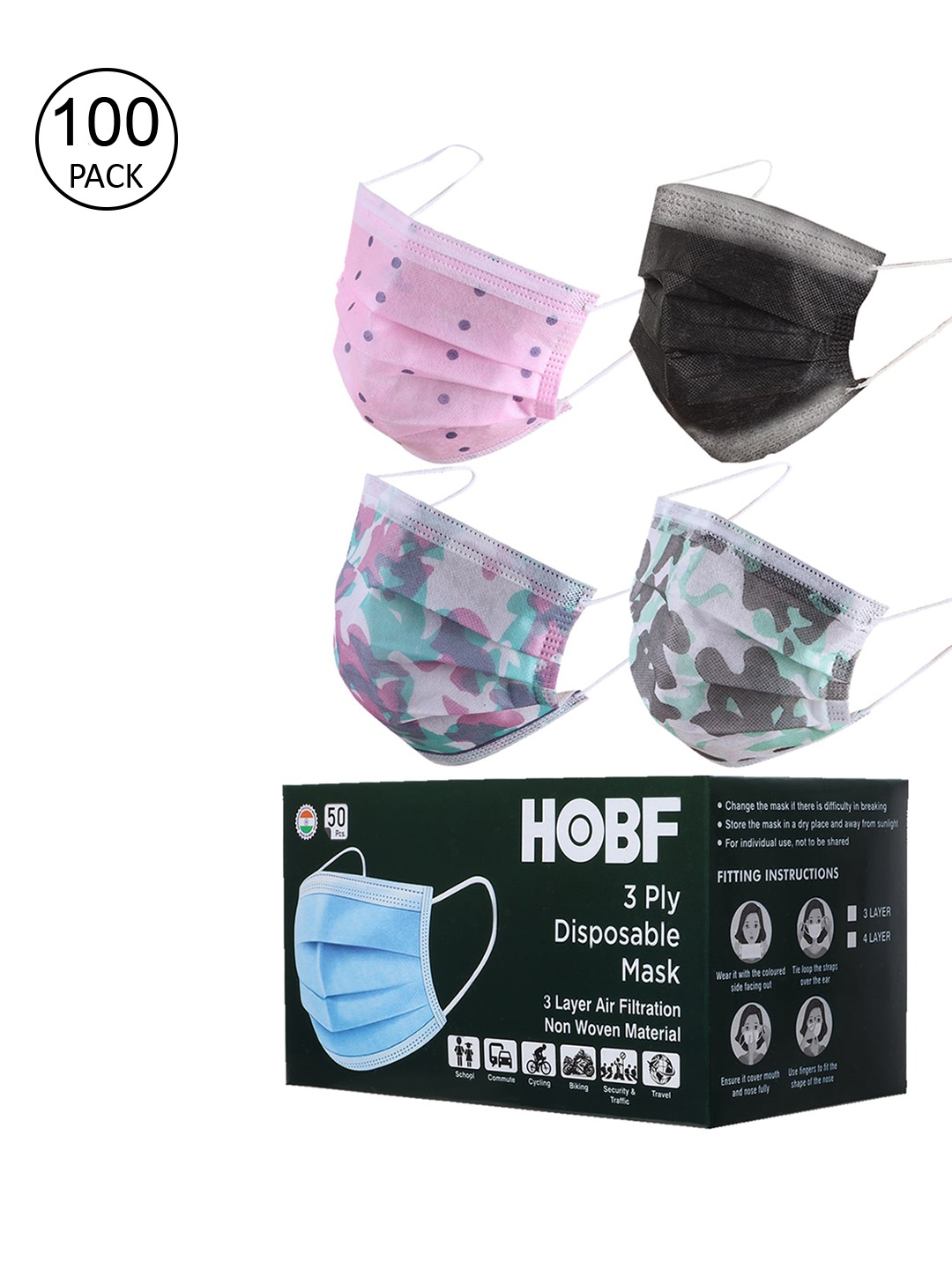 

Swiss Design Set Of 100 Assorted 3 Ply Surgical Masks