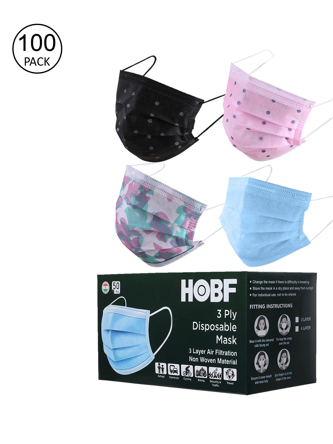 

Swiss Design Set Of 100 Assorted 3 Ply Surgical Masks