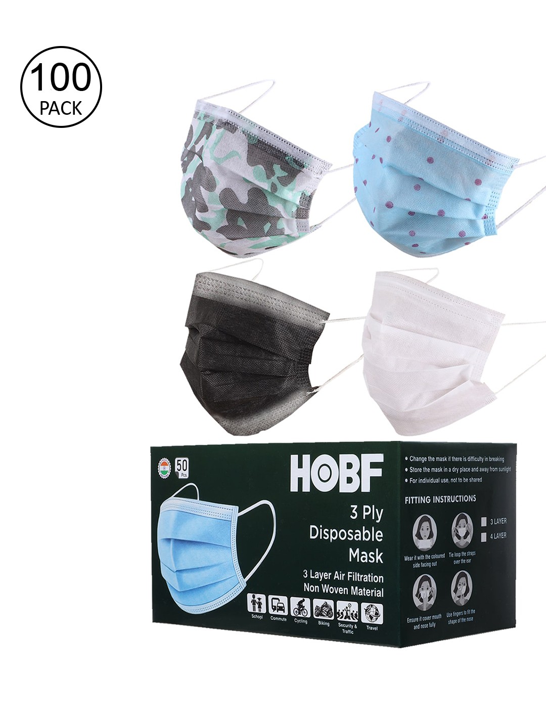

Swiss Design Set Of 100 Assorted 3 Ply Surgical Masks