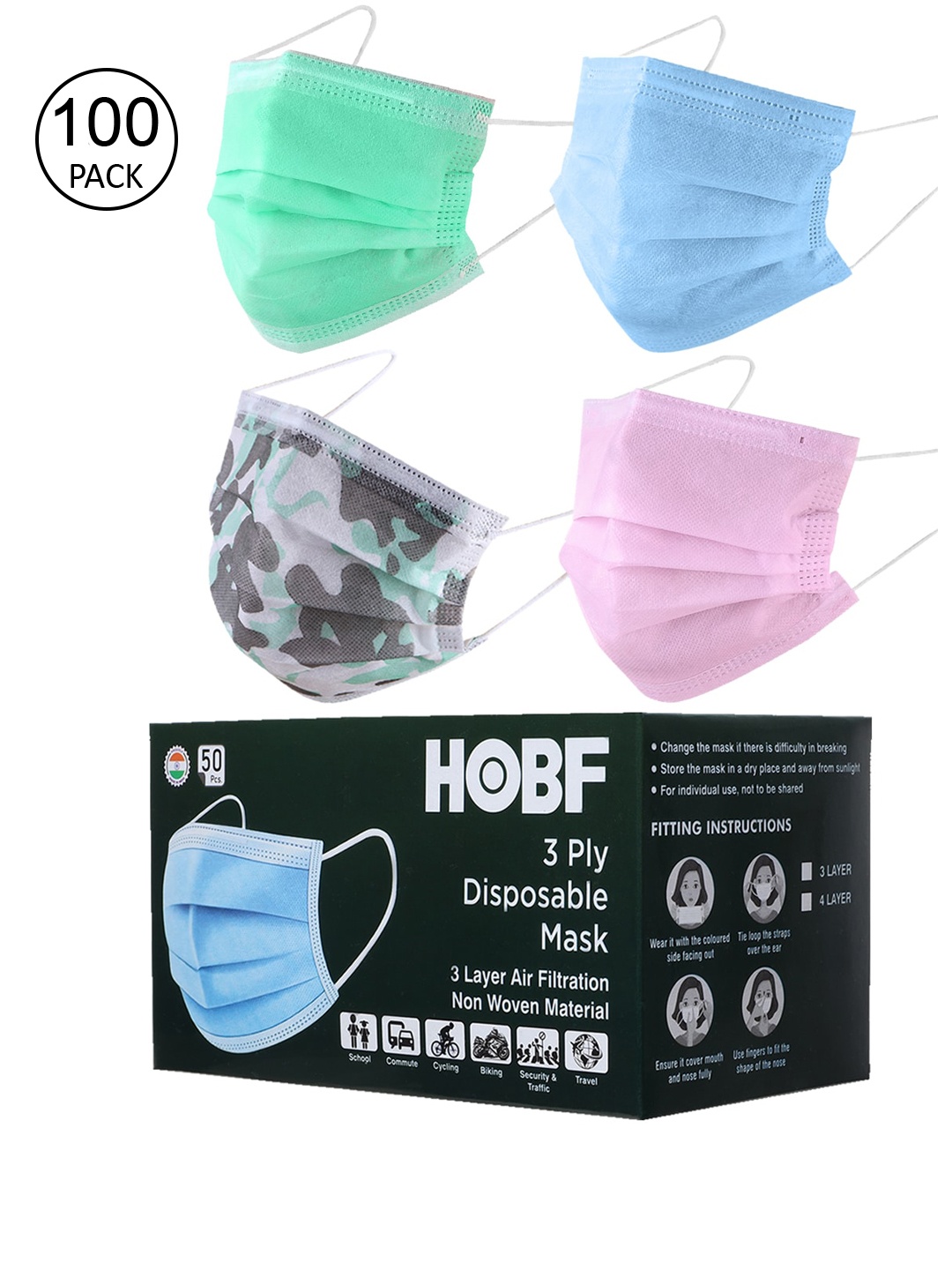 

Swiss Design Set Of 100 Assorted 3 Ply Surgical Masks