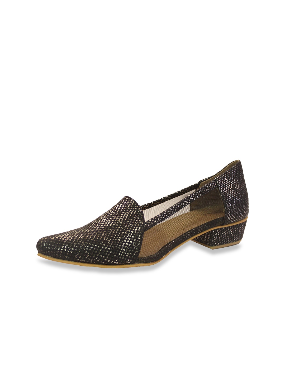 

yellowsoles Women Black Textured Block Pumps