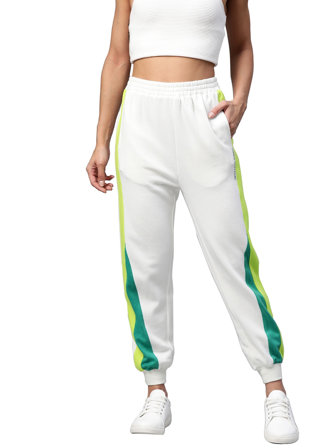 

Laabha Women White & Green Printed Joggers