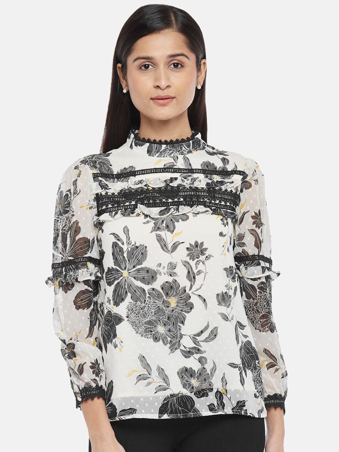 

Annabelle by Pantaloons Off White Floral Print Top