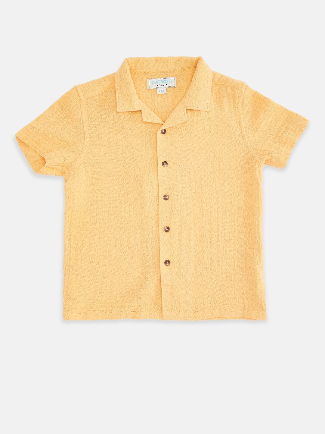 

Pantaloons Junior Boys Yellow Pure Cotton Casual Shirt