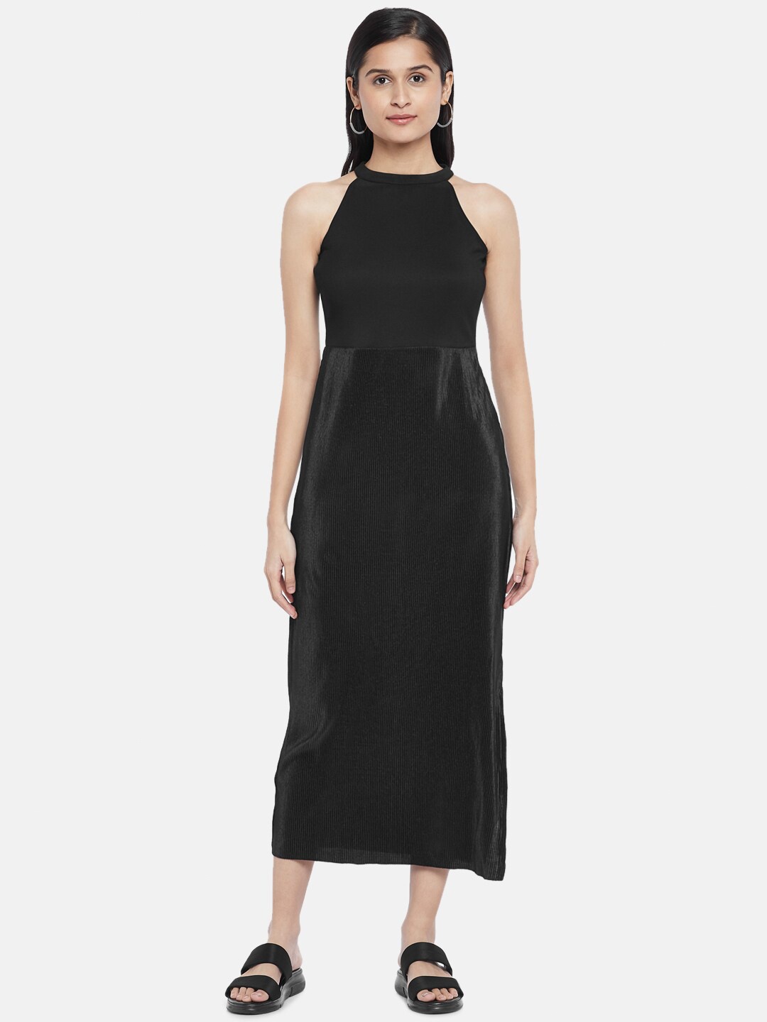 

People Black Halter Neck Sheath Midi Dress