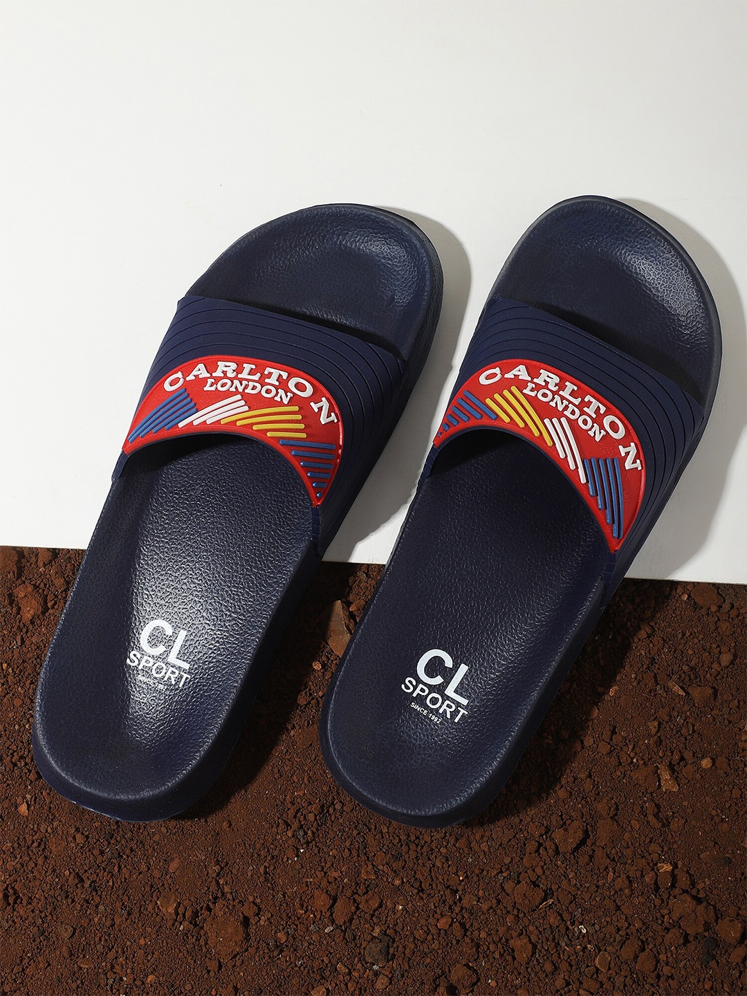 

Carlton London sports Men Navy Blue & Red Printed Sliders