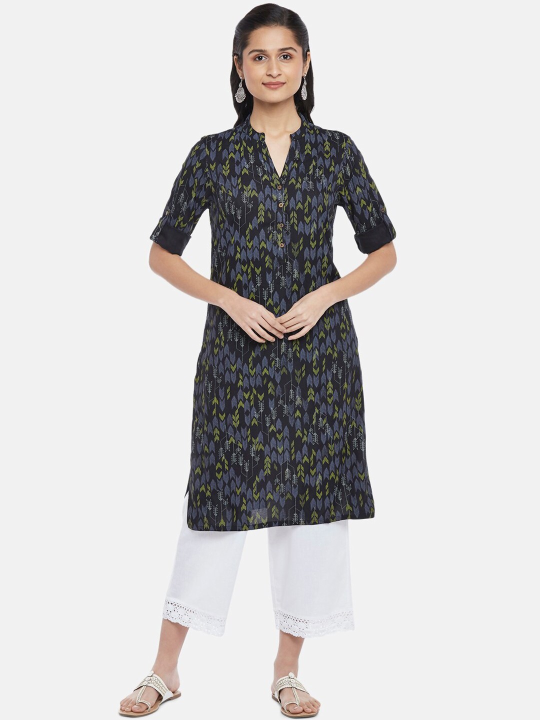

RANGMANCH BY PANTALOONS Women Black Printed Kurta
