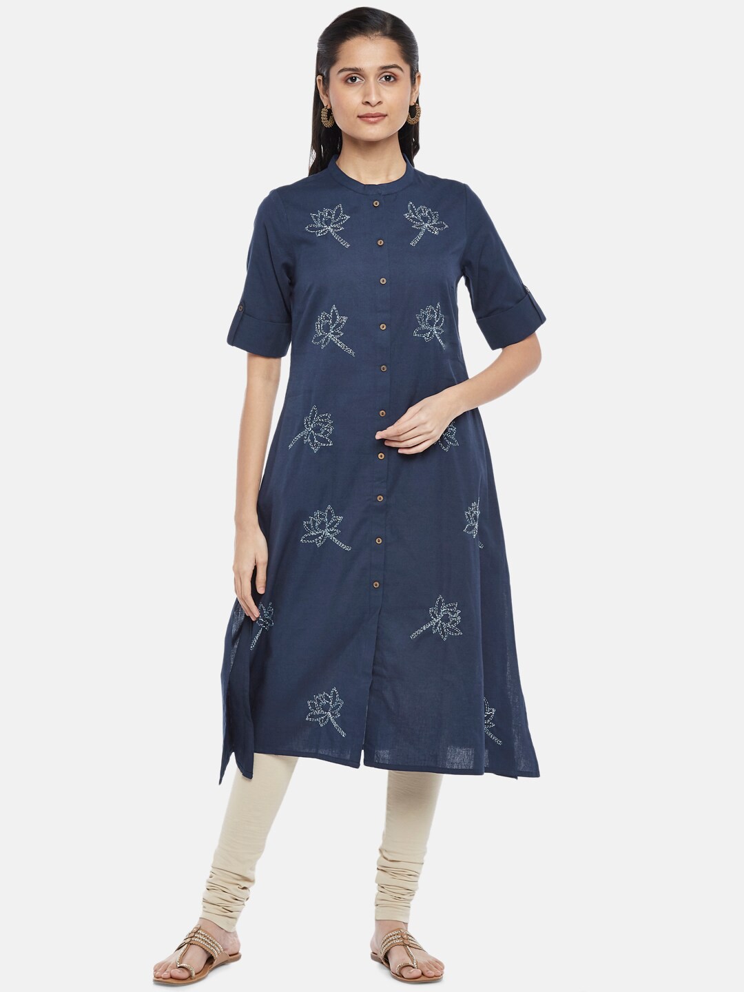 

RANGMANCH BY PANTALOONS Women Navy Blue Floral Printed Kurta