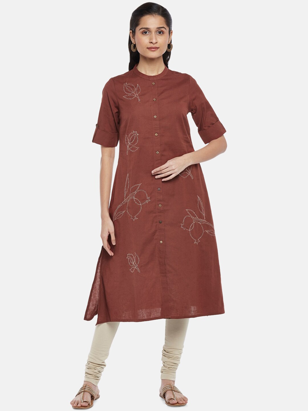 

RANGMANCH BY PANTALOONS Women Red Thread Work Kurta