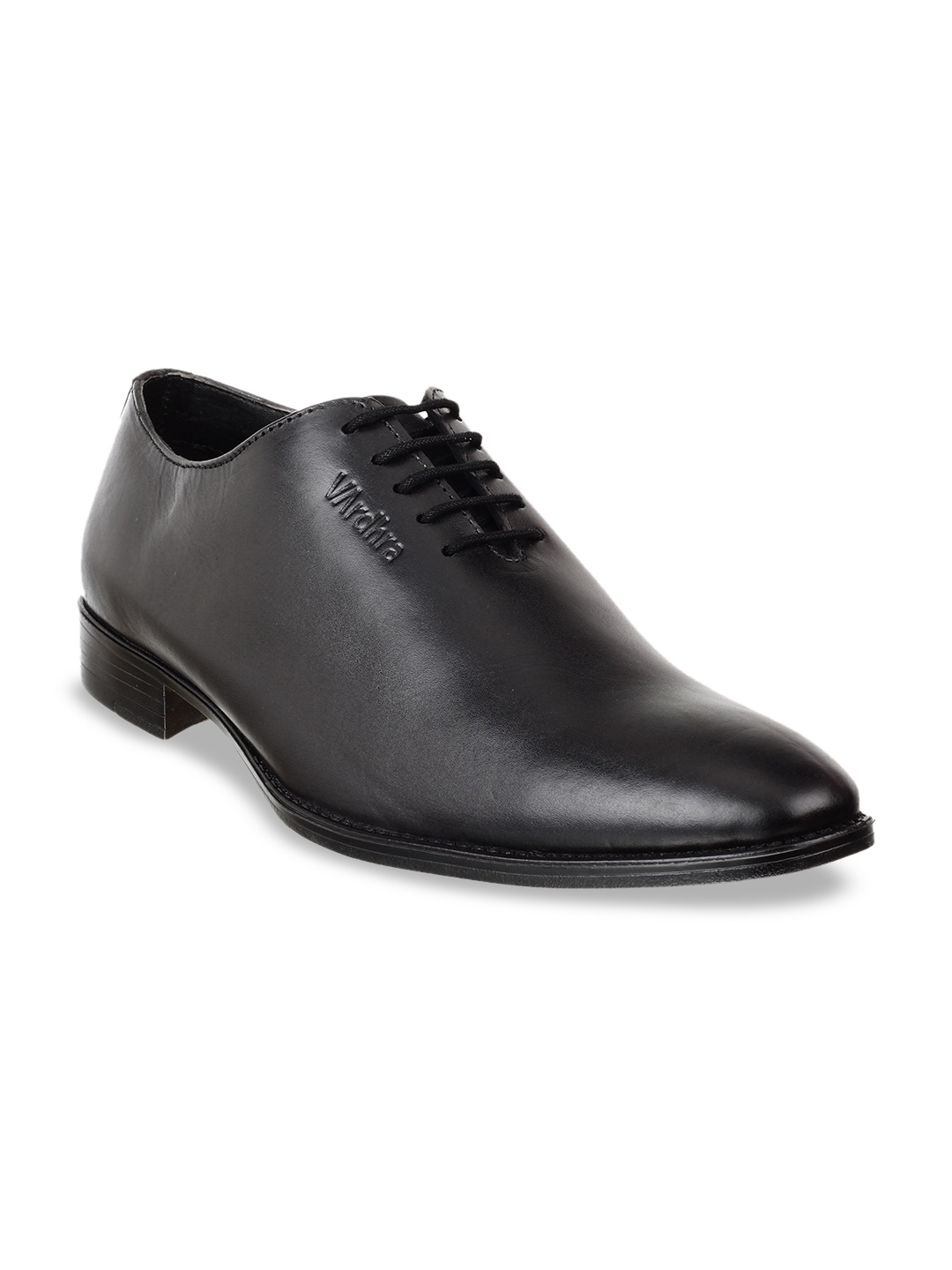 

Vardhra Men Black Solid Leather Formal Oxfords