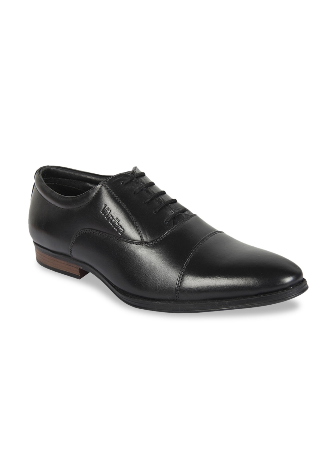 

Vardhra Men Black Solid Leather Formal Oxfords