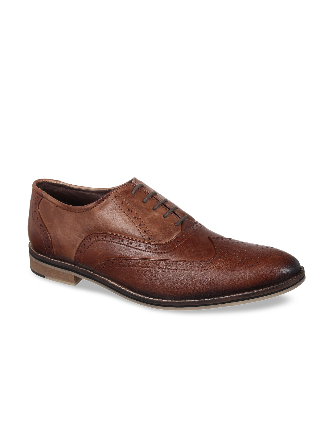 

Vardhra Men Tan Brown Solid Leather Formal Brogues