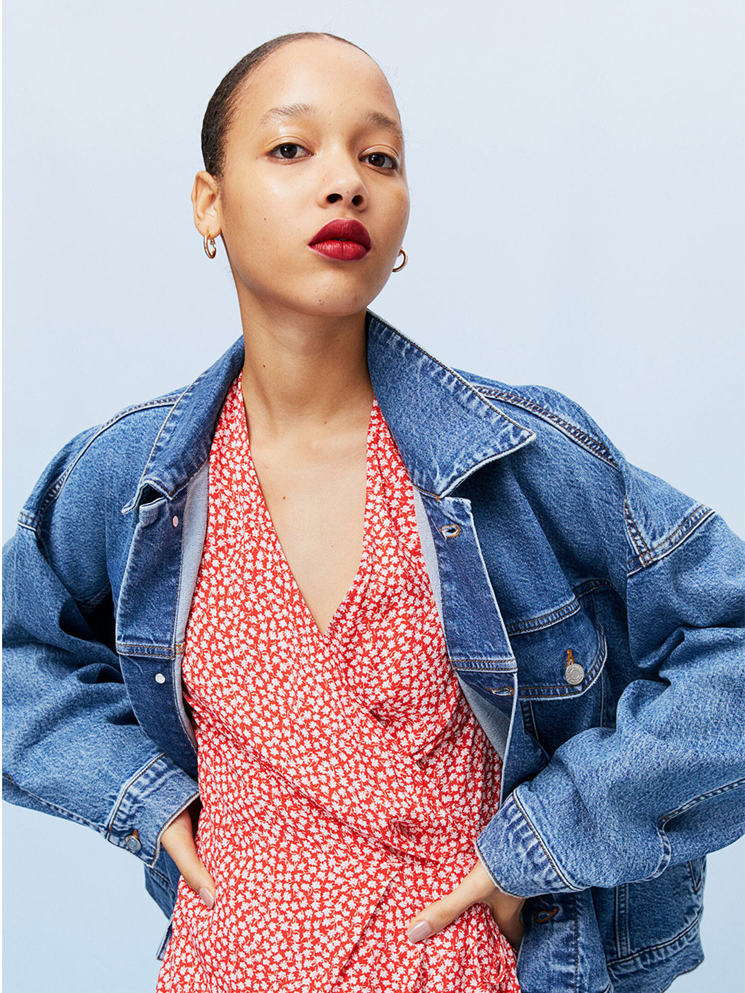 

H&M Women Red Patterned Wrap Dress
