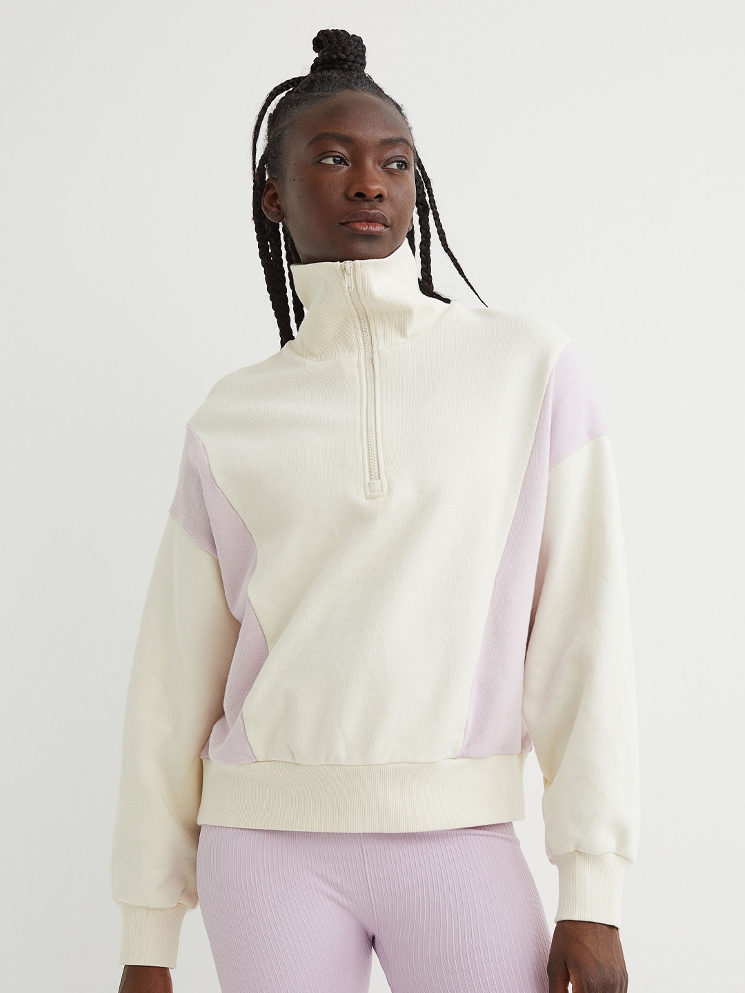 

H&M Women White Block-Coloured Sports Top