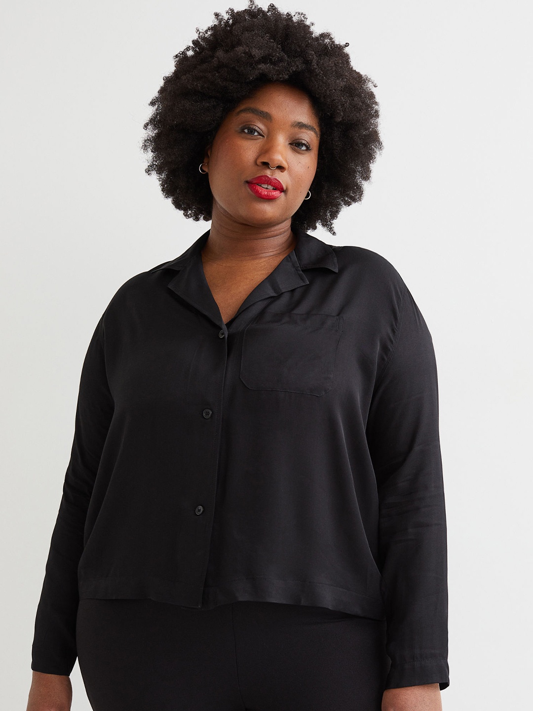 

H&M+ Women Black Satin Blouse
