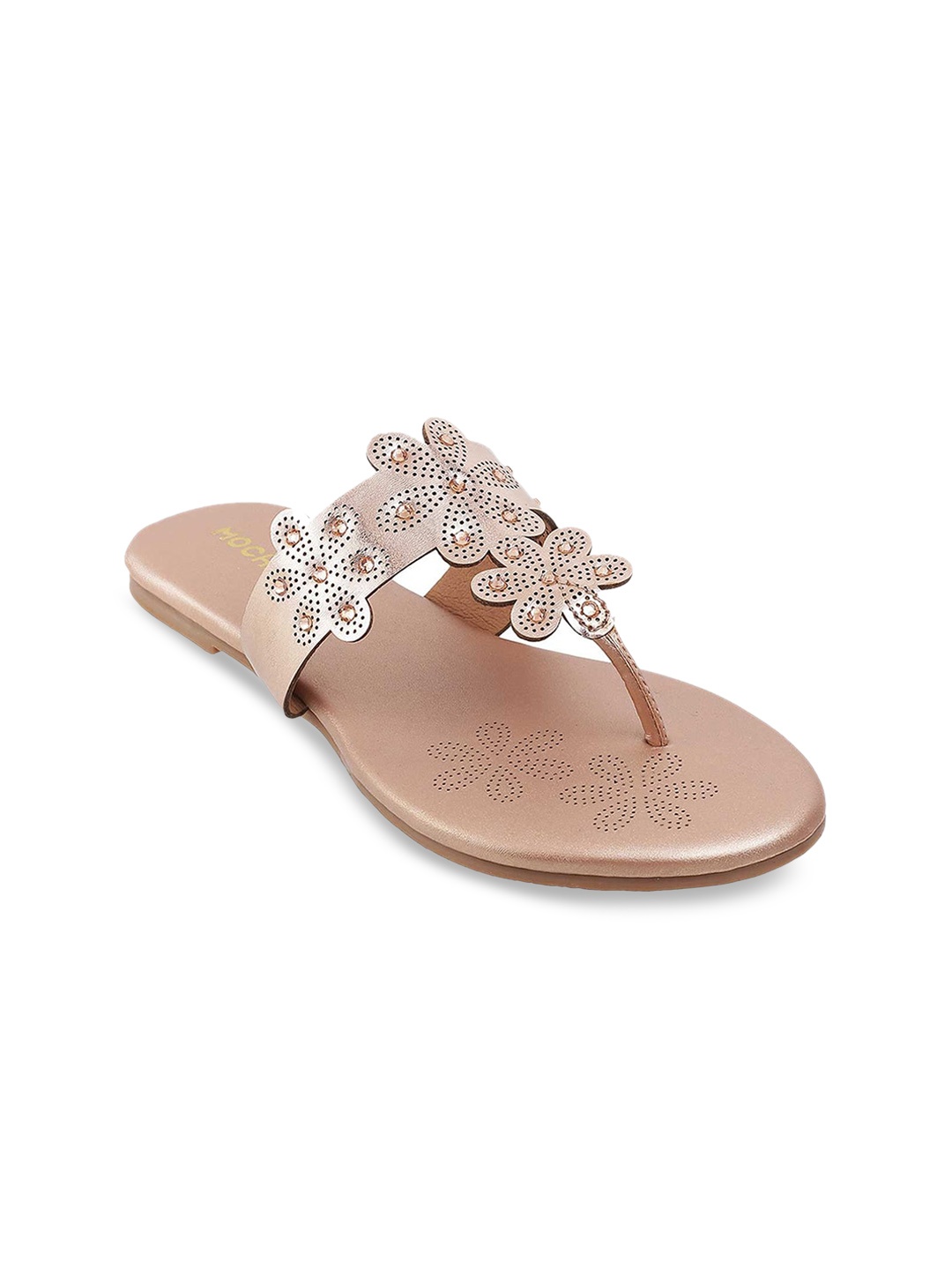 

Mochi Women Beige Embellished Open Toe Flats
