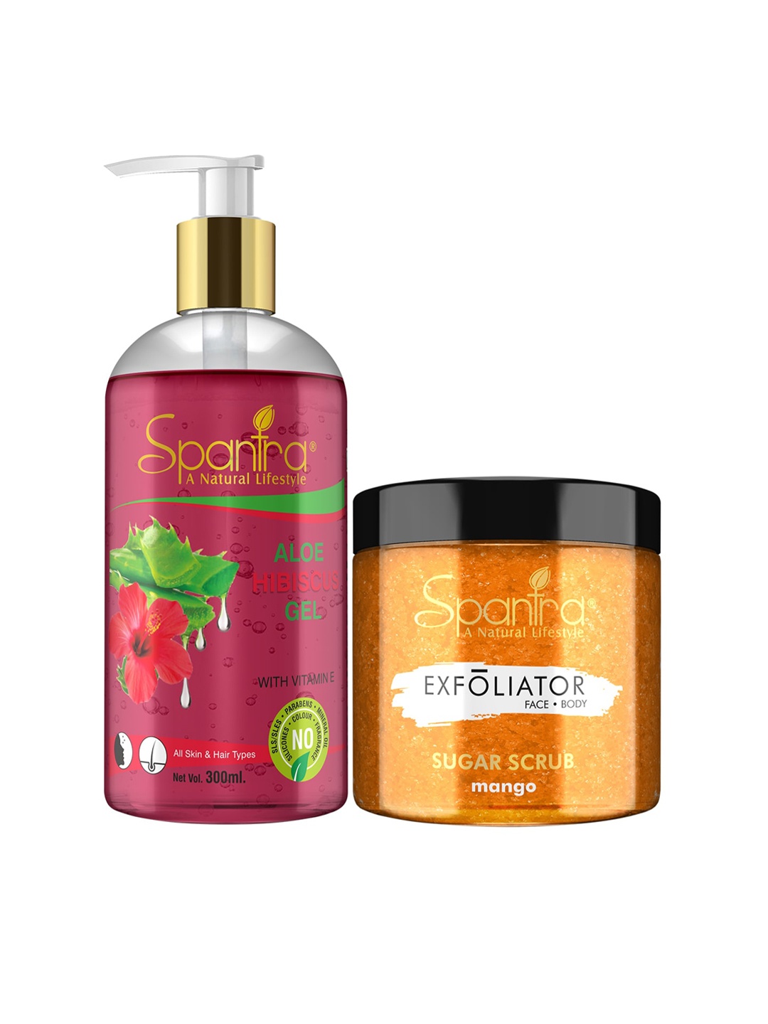 

Spantra Set of 2 Brown Sugar Mango Exfoliating Scrub & Aloe Hibiscus Soothing Gel