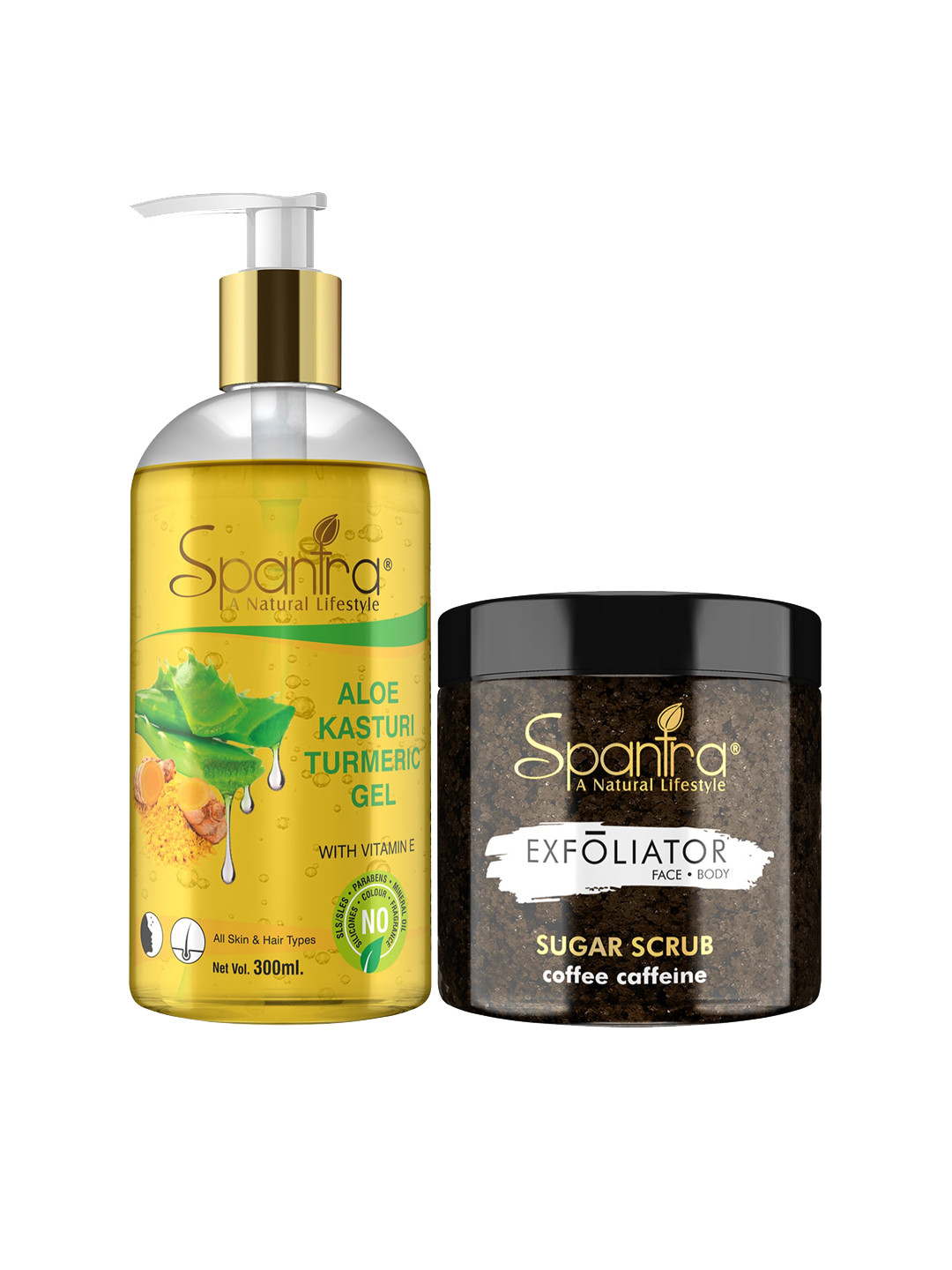 

Spantra Set Of 2 Sugar Coffee Caffiene Exfoliating Scrub With Kasturi Turmeric Sooth Gel, Brown